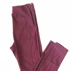 High waisted maroon leggings